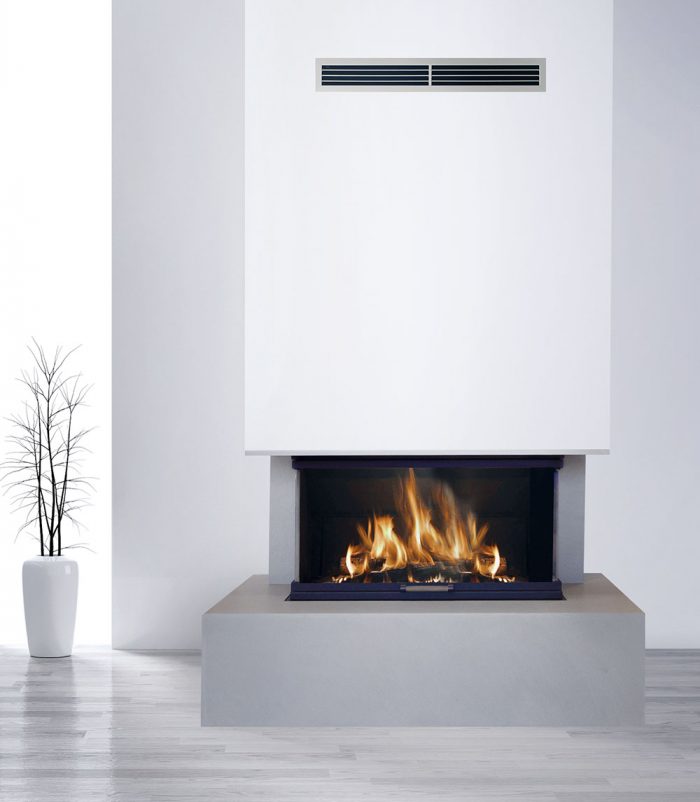 Tri-fireplace caminetto moderno a penisola in quarzite grey Caminetti Carfagna - Fuoco & Design Trevi Umbria