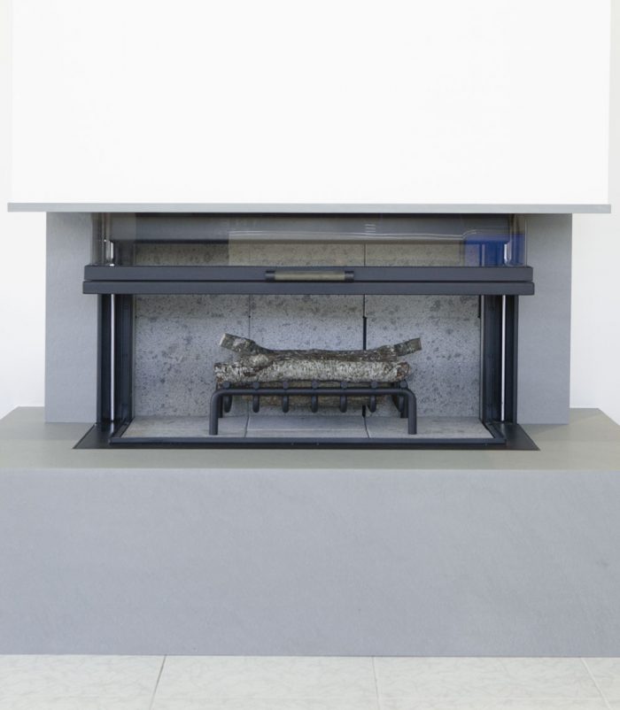 Tri-fireplace caminetto moderno a penisola panoramico con 3 vetri su misura Caminetti Carfagna - Fuoco & Design Trevi Umbria