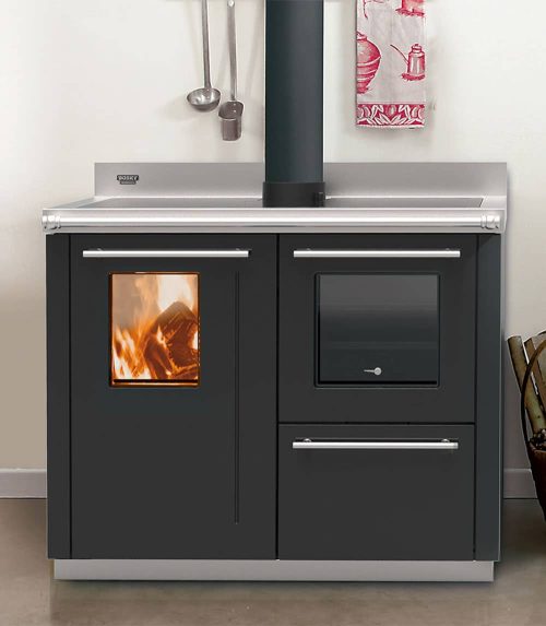 Bosky F30 Square Evo5 termocucina a legna Thermorossi. Fuoco & Design