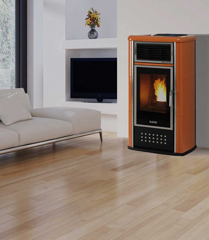 Belvedere 22 Top termostufa a pellet idro Klover color Terra di Siena Fuoco & Design Trevi Umbria